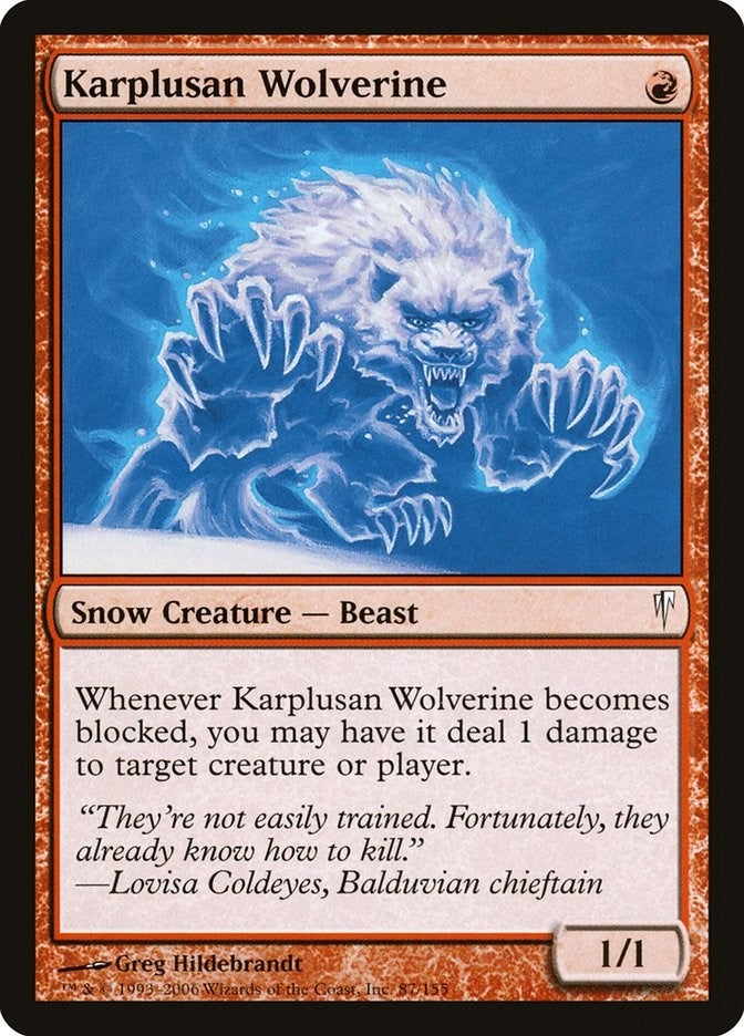 Image for Karplusan Wolverine (Coldsnap) (87) - Magic: The Gathering