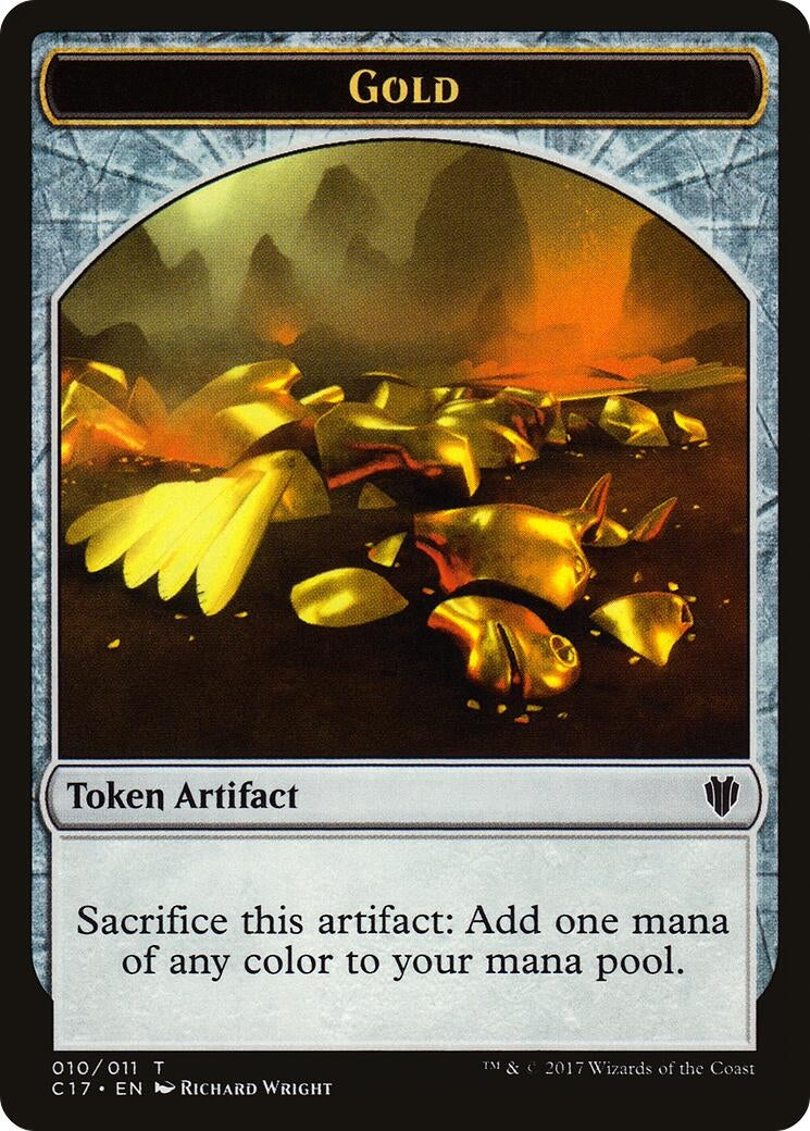 Image for Gold // Cat Dragon Double-Sided Token (Commander 2017) (10 // 9) - Magic: The Gathering