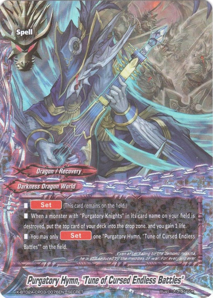 Image for Purgatory Hymn, "Tune of Cursed Endless Battles" (Secret RR Foil) (Evolution & Mutation) (X-BT02A-CP03/0076EN) - Future Card BuddyFight