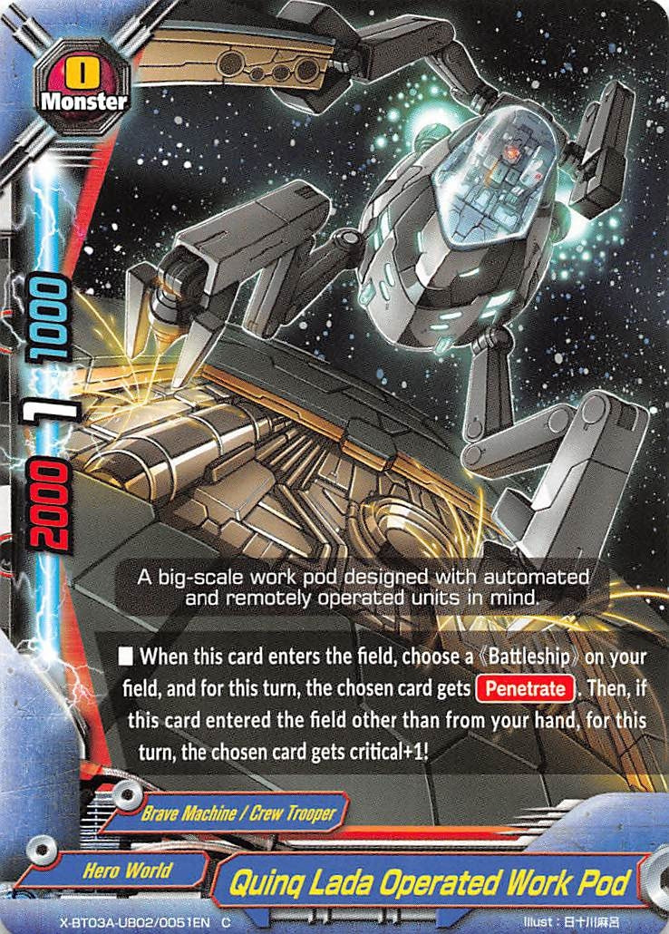Image for Quinq Lada Operated Work Pod (LVL Up! Heroes & Adventurers!) (X-BT03A-UB02/0051EN) - Future Card BuddyFight