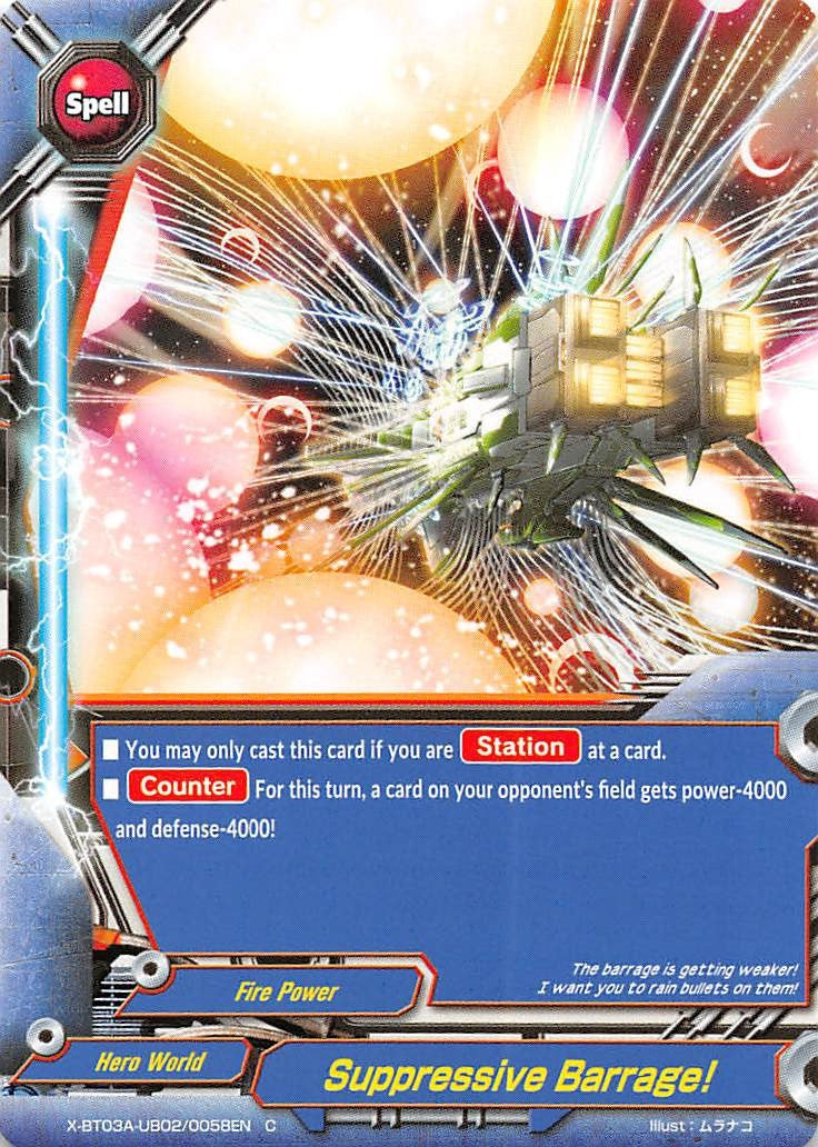 Image for Suppressive Barrage! (LVL Up! Heroes & Adventurers!) (X-BT03A-UB02/0058EN) - Future Card BuddyFight