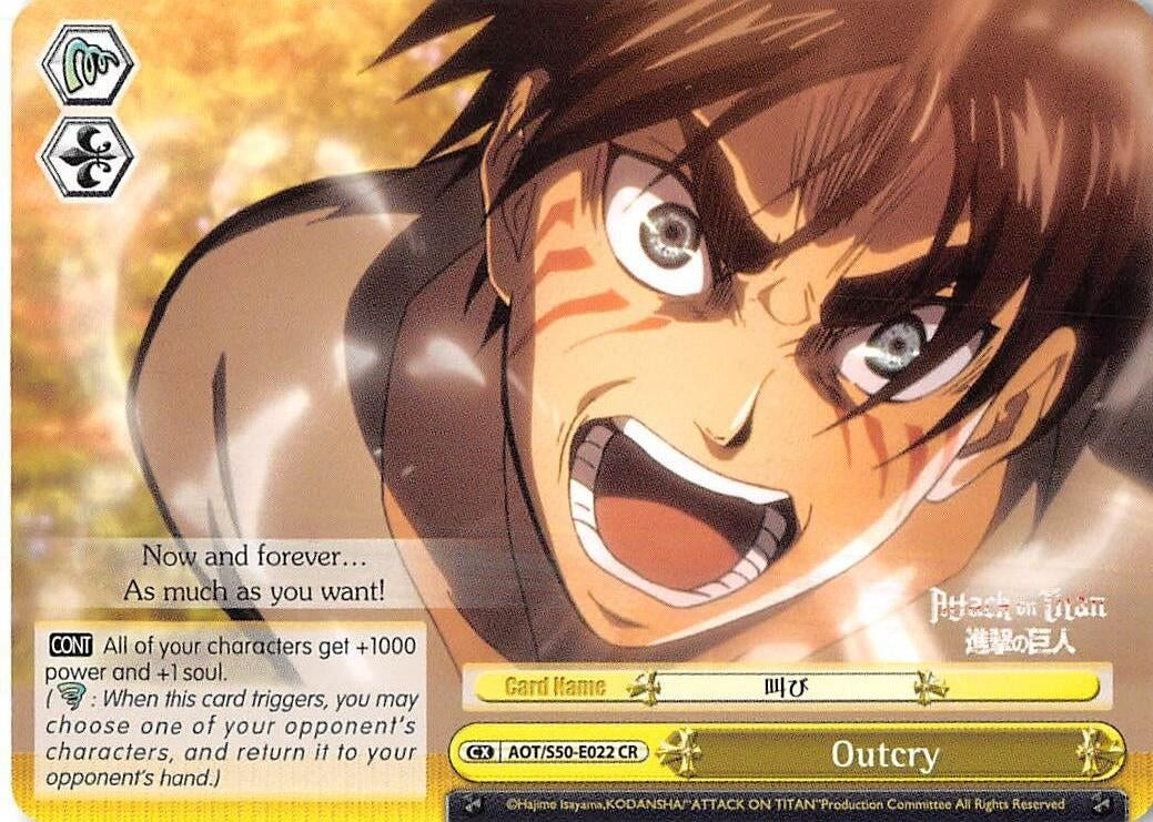 Image for Outcry (Attack on Titan Vol. 2) (AOT/S50-E022 CR) - Weiss Schwarz