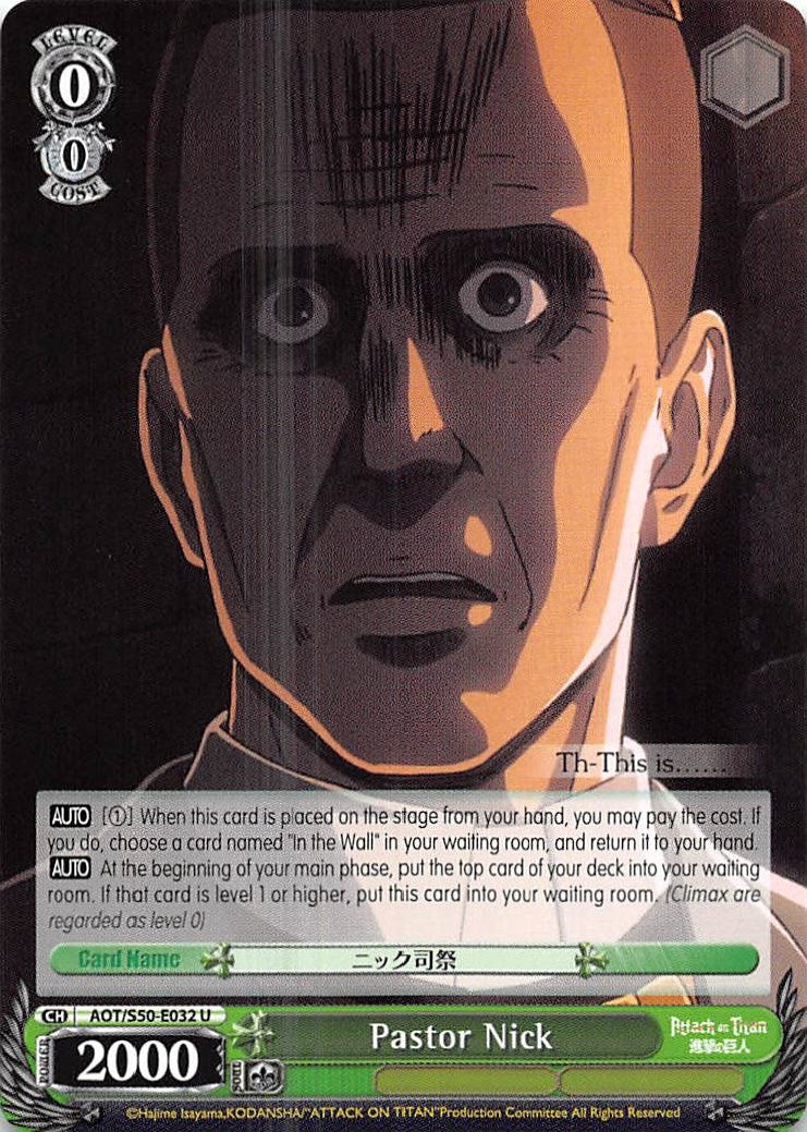 Image for Pastor Nick (Attack on Titan Vol. 2) (AOT/S50-E032 U) - Weiss Schwarz