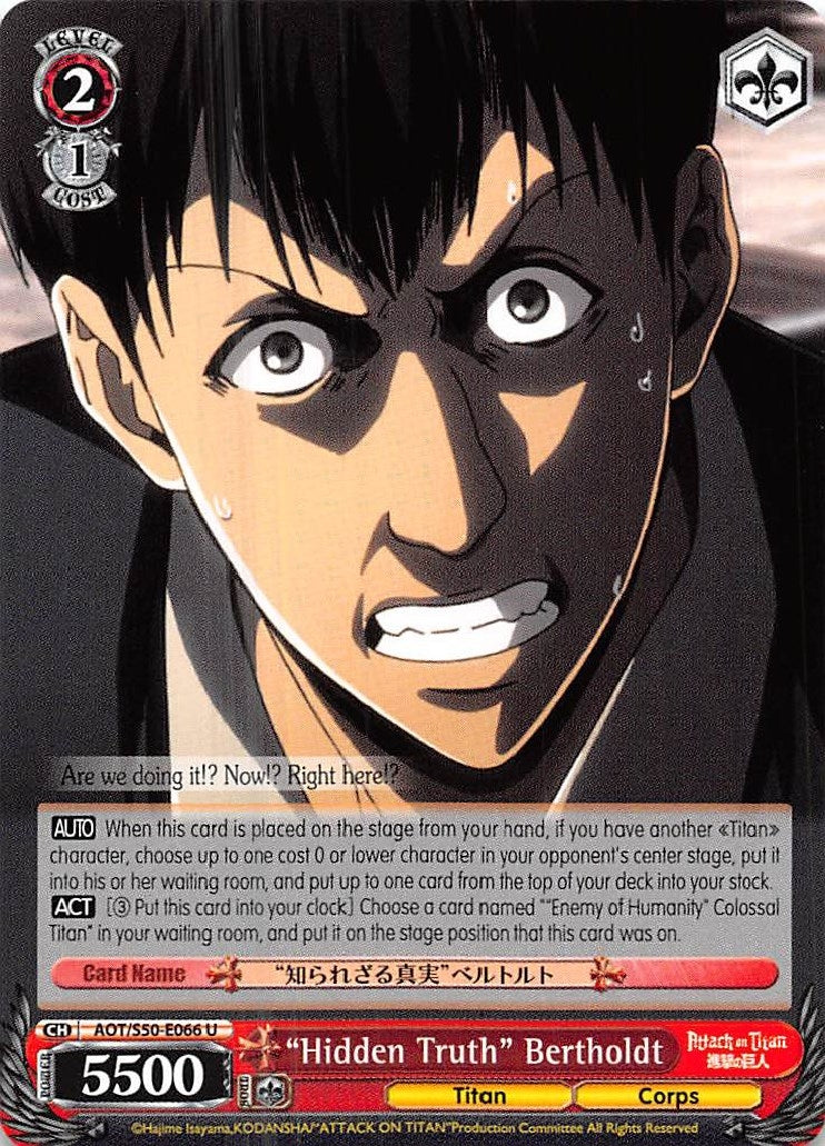 Image for "Hidden Truth" Bertholdt (Attack on Titan Vol. 2) (AOT/S50-E066 U) - Weiss Schwarz