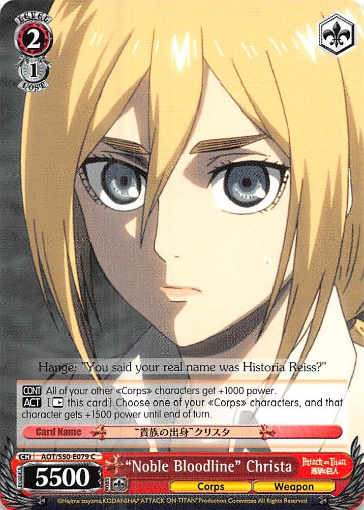 Image for "Noble Bloodline" Christa (Attack on Titan Vol. 2) (AOT/S50-E079 C) - Weiss Schwarz