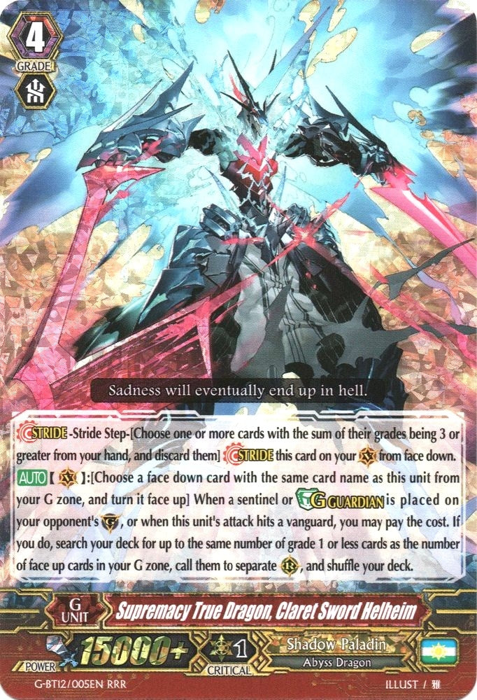 Image for Supremacy True Dragon, Claret Sword Helheim (G-BT12: Dragon King's Awakening) (G-BT12/005EN) - Cardfight Vanguard