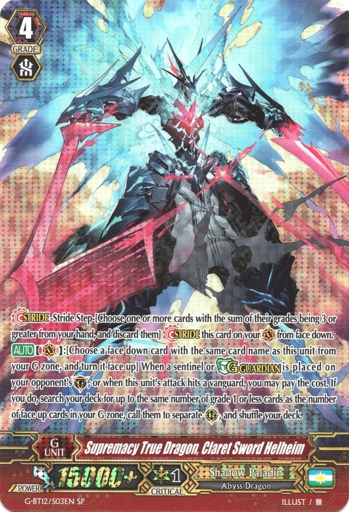 Image for Supremacy True Dragon, Claret Sword Helheim (SP) (G-BT12: Dragon King's Awakening) (G-BT12/S03EN) - Cardfight Vanguard