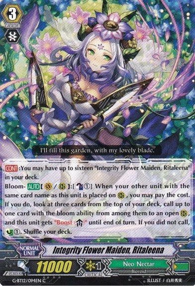 Image for Integrity Flower Maiden, Ritaleena (G-BT12: Dragon King's Awakening) (G-BT12/094EN) - Cardfight Vanguard