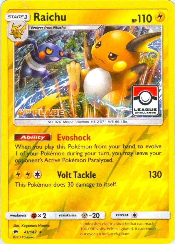 Image for Raichu - 41/147 (League Challenge) [4th Place] (League & Championship Cards) (041/147) - Pokemon