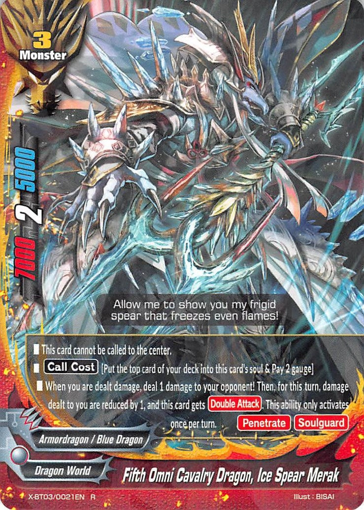 Image for Fifth Omni Cavalry Dragon, Ice Spear Merak (Overturn! Thunder Empire!!) (X-BT03/0021EN) - Future Card BuddyFight
