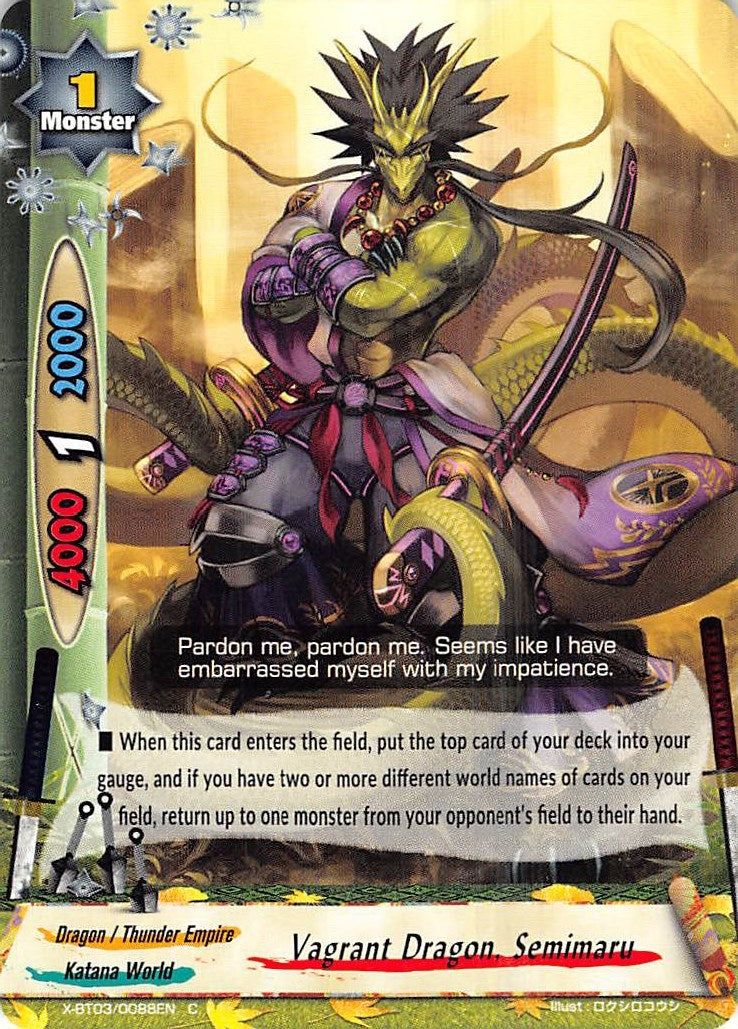 Image for Vagrant Dragon, Semimaru (Overturn! Thunder Empire!!) (X-BT03/0088EN) - Future Card BuddyFight