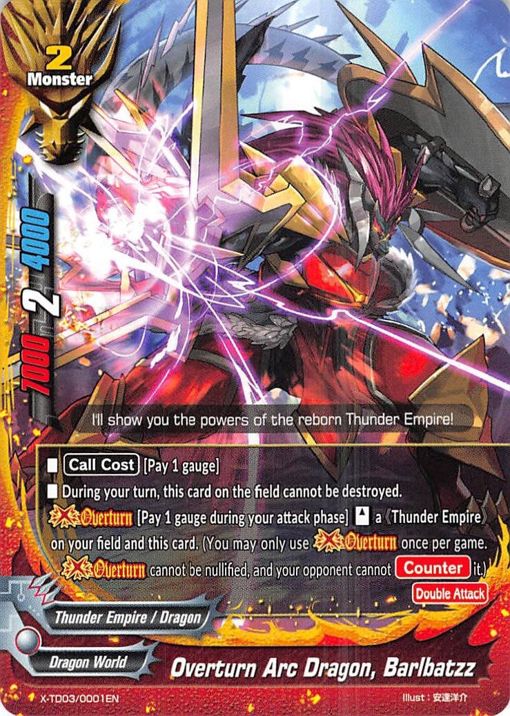 Image for Overturn Arc Dragon, Barlbatzz (X-TD03: Thunderous Warlords Alliance) (X-TD03/0001EN) - Future Card BuddyFight