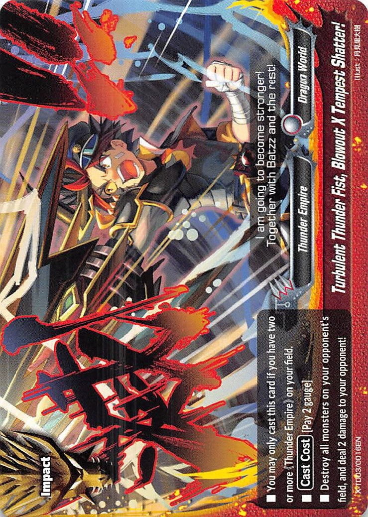 Image for Turbulent Thunder Fist, Blowout X Tempest Shatter! (X-TD03: Thunderous Warlords Alliance) (X-TD03/0016EN) - Future Card BuddyFight