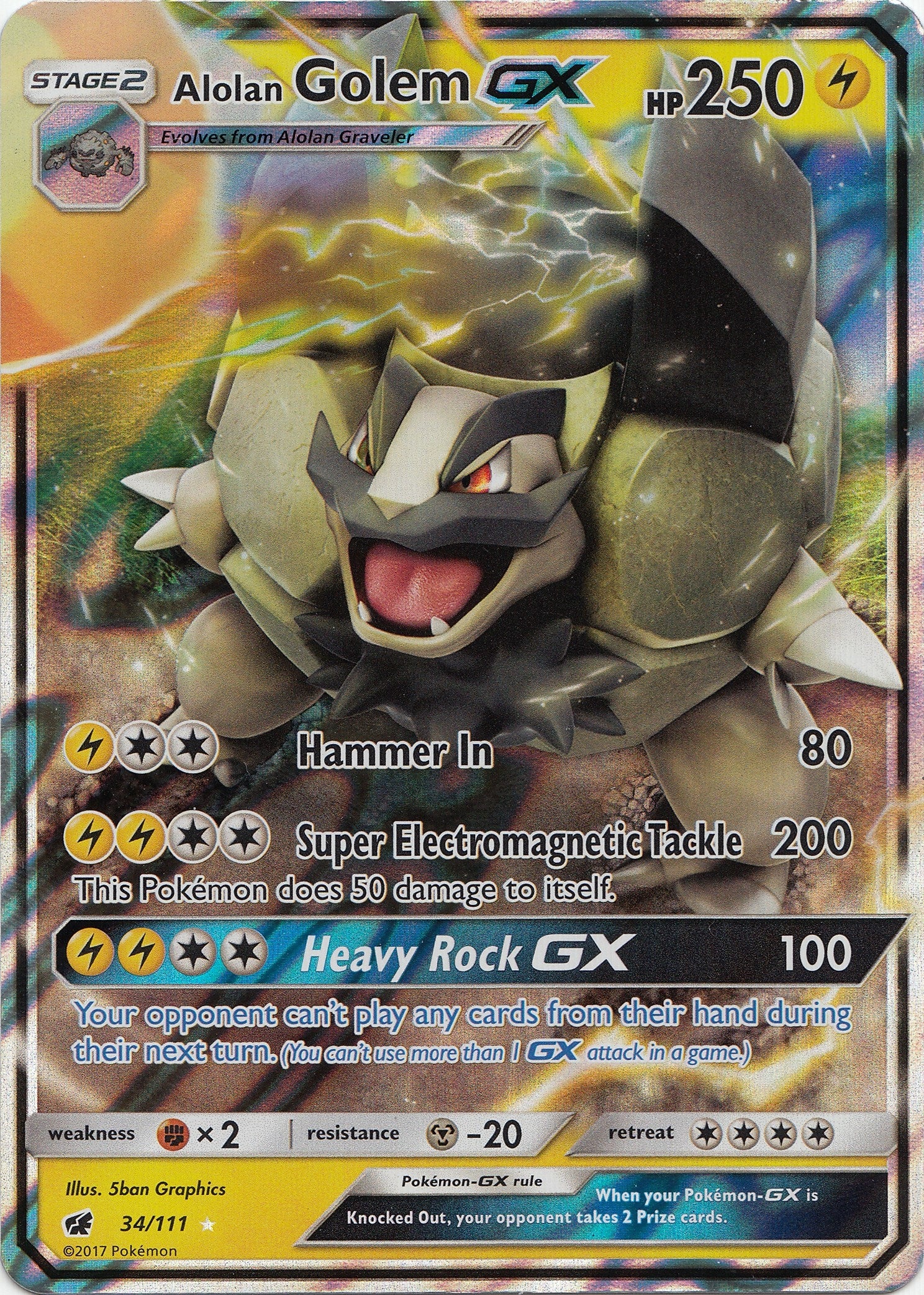 Image for Alolan Golem GX (SM - Crimson Invasion) (34/111) - Pokemon