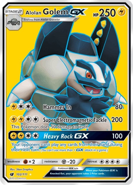 Image for Alolan Golem GX (Full Art) (SM - Crimson Invasion) (102/111) - Pokemon