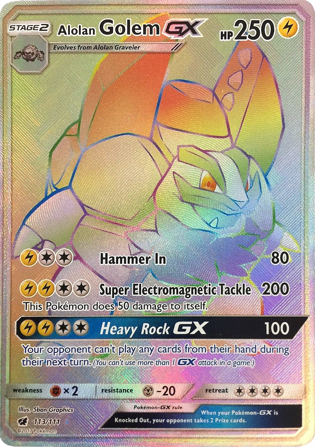 Image for Alolan Golem GX (Secret) (SM - Crimson Invasion) (113/111) - Pokemon