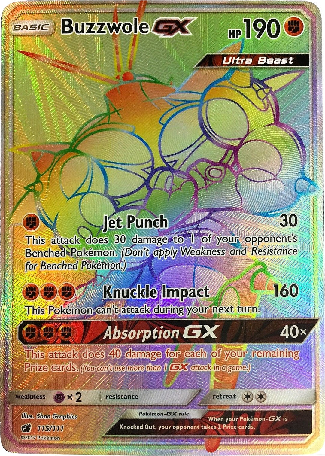 Image for Buzzwole GX (Secret) (SM - Crimson Invasion) (115/111) - Pokemon