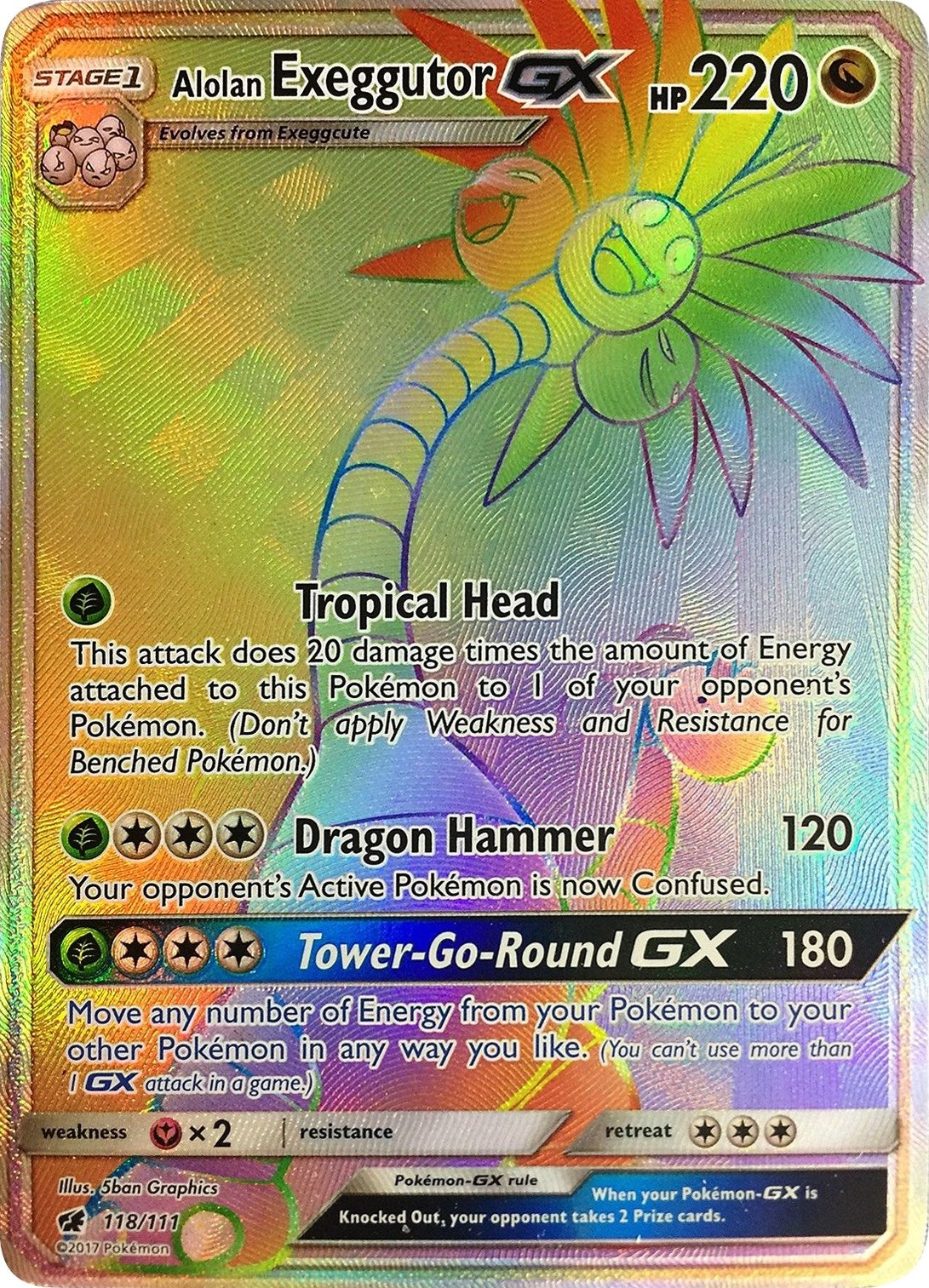 Image for Alolan Exeggutor GX (Secret) (SM - Crimson Invasion) (118/111) - Pokemon
