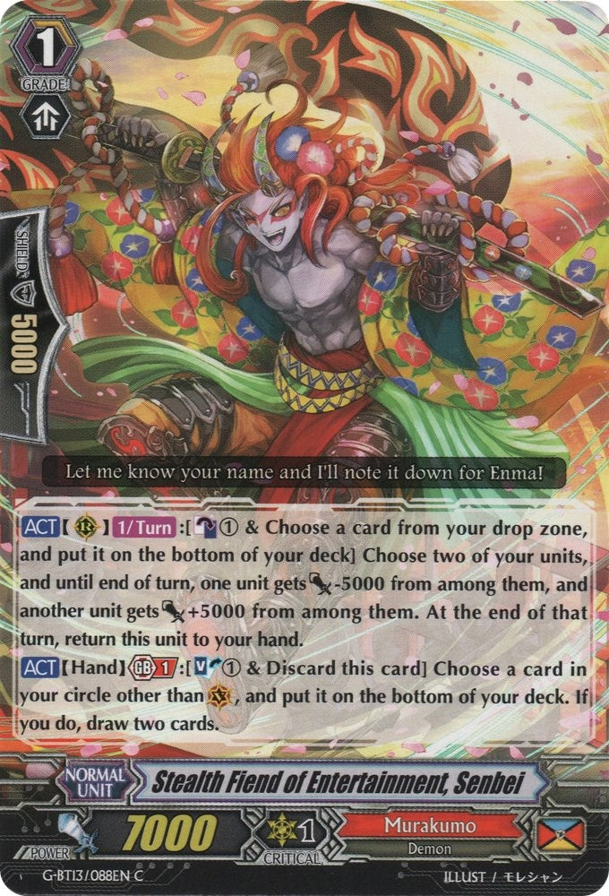 Image for Stealth Fiend of Entertainment, Senbei (G-BT13: Ultimate Stride) (G-BT13/088EN) - Cardfight Vanguard