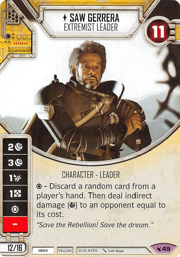 Image for Saw Gerrera - Extremist Leader (Legacies) (49) - Star Wars: Destiny