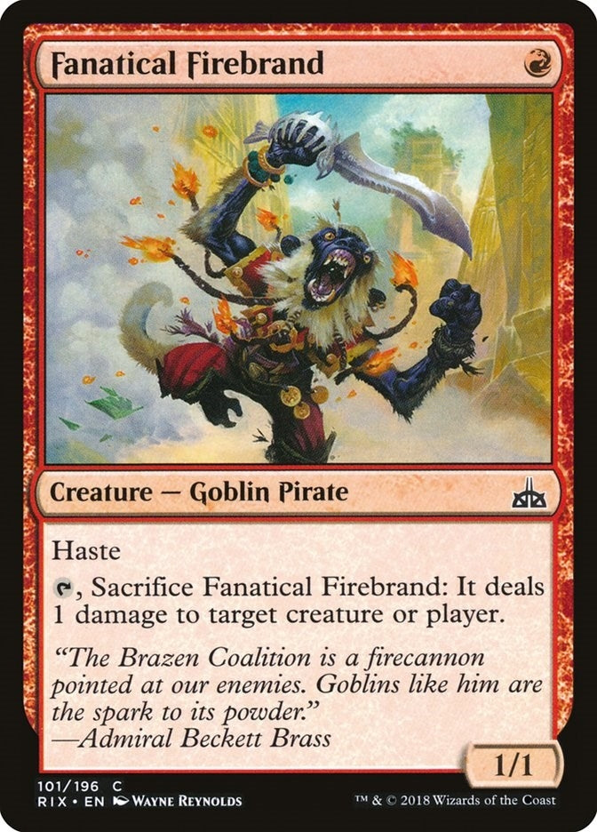 Image for Fanatical Firebrand (Rivals of Ixalan) (101) - Magic: The Gathering