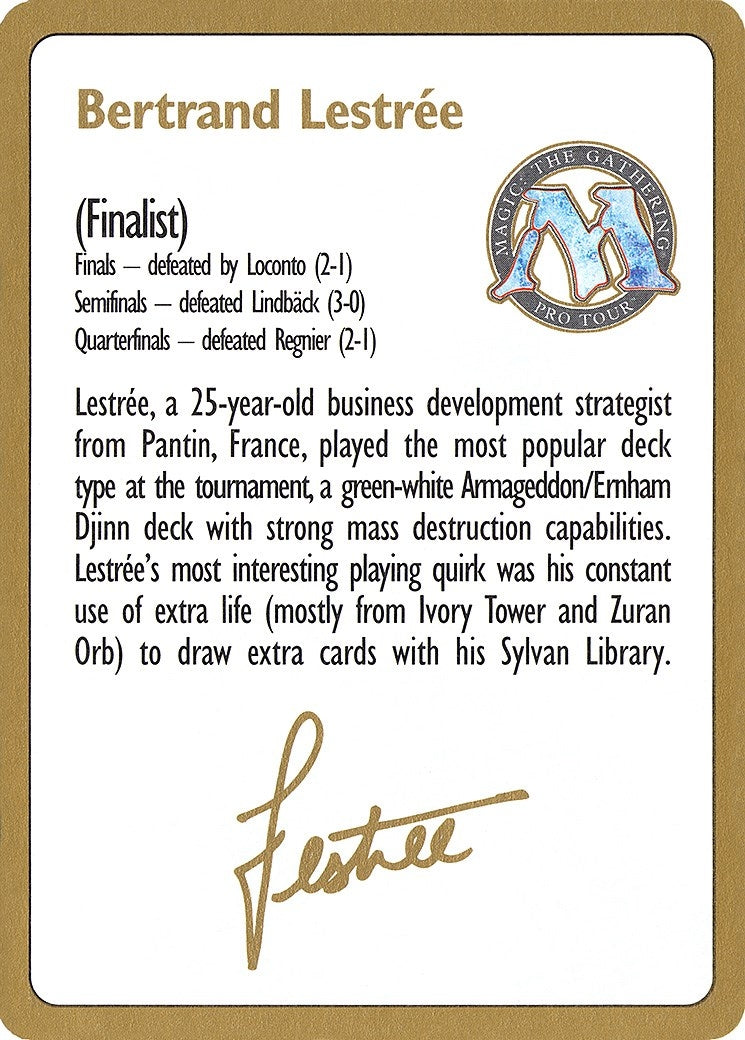 Image for 1996 Bertrand Lestree Biography Card (World Championship Decks) - Magic: The Gathering