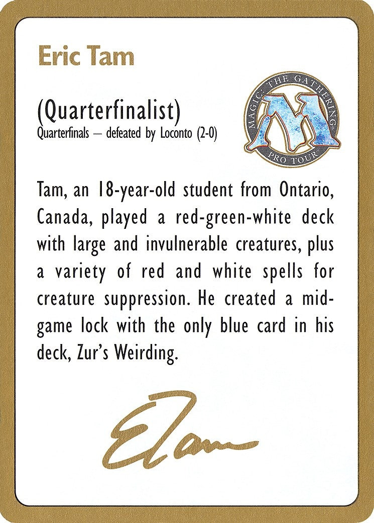 Image for 1996 Eric Tam Biography Card (World Championship Decks) - Magic: The Gathering