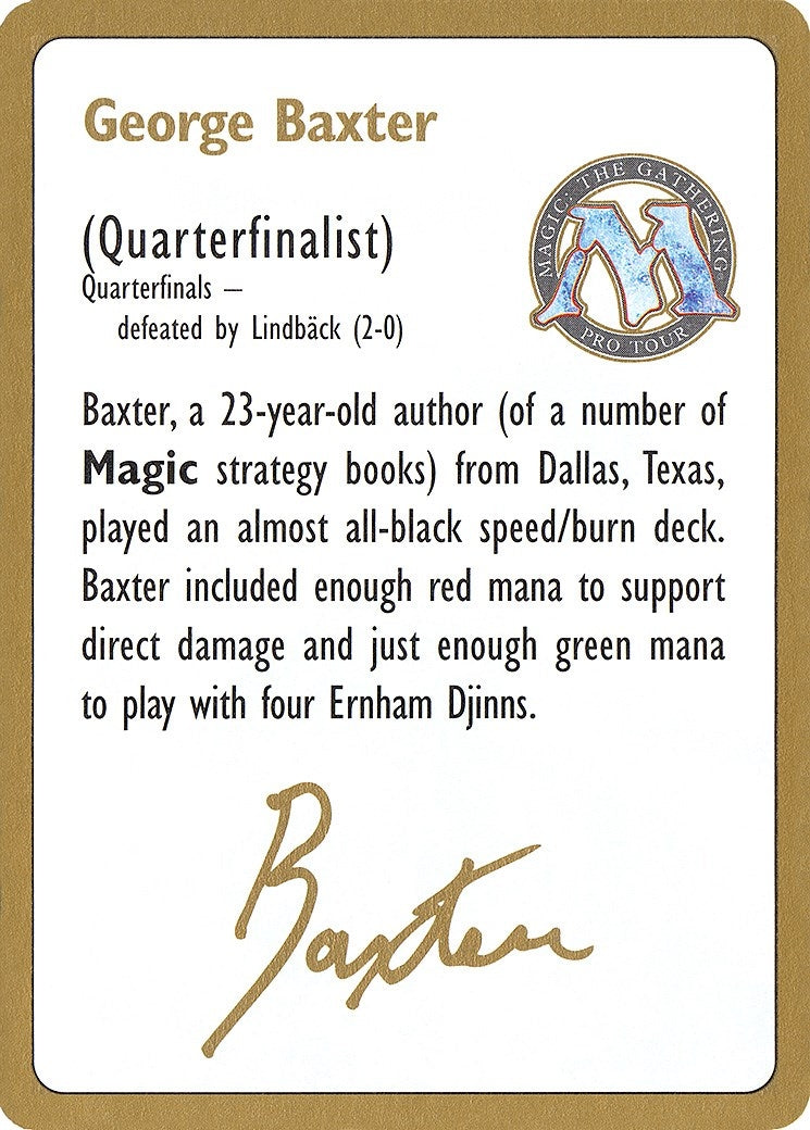Image for 1996 George Baxter Biography Card (World Championship Decks) - Magic: The Gathering