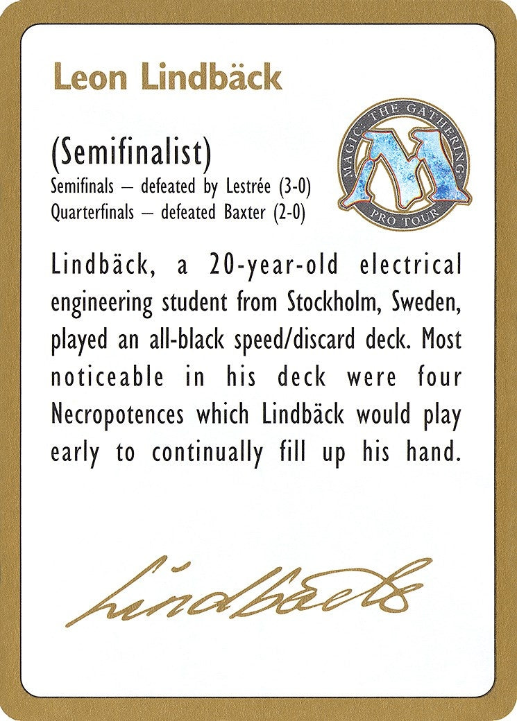 Image for 1996 Leon Lindback Biography Card (World Championship Decks) - Magic: The Gathering