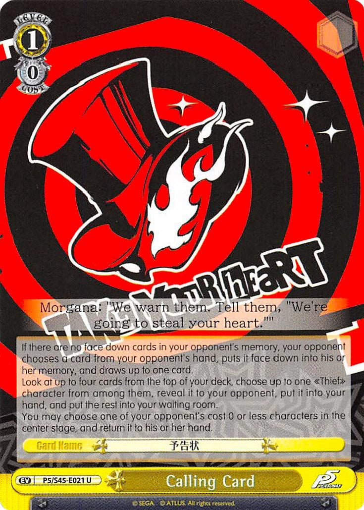 Image for Calling Card (Yellow) (Persona 5) (P5/S45-E021 U) - Weiss Schwarz
