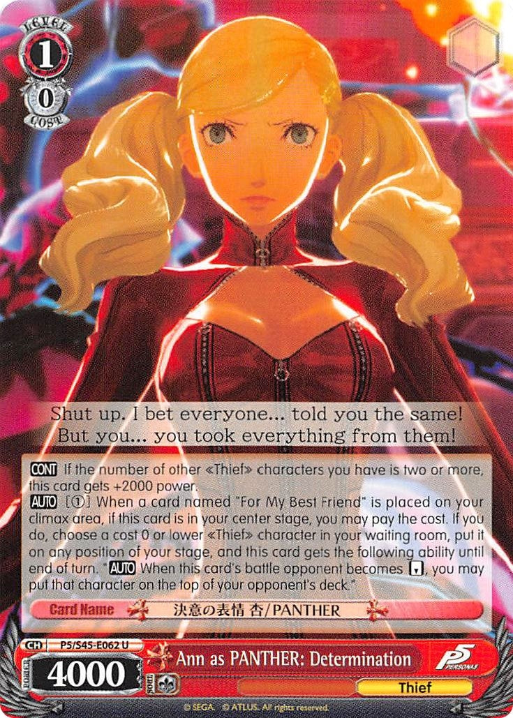 Image for Ann as PANTHER: Determination (Persona 5) (P5/S45-E062 U) - Weiss Schwarz