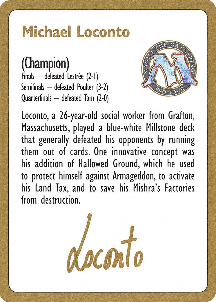Image for 1996 Michael Loconto Biography Card (World Championship Decks) - Magic: The Gathering