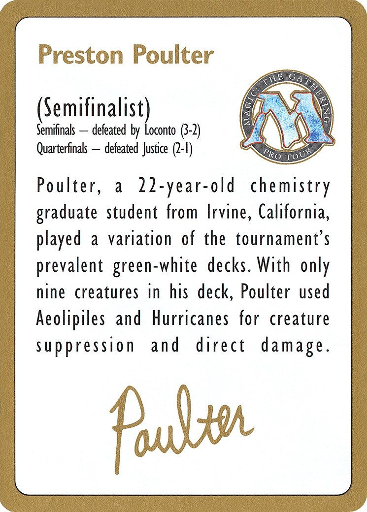 Image for 1996 Preston Poulter Biography Card (World Championship Decks) - Magic: The Gathering