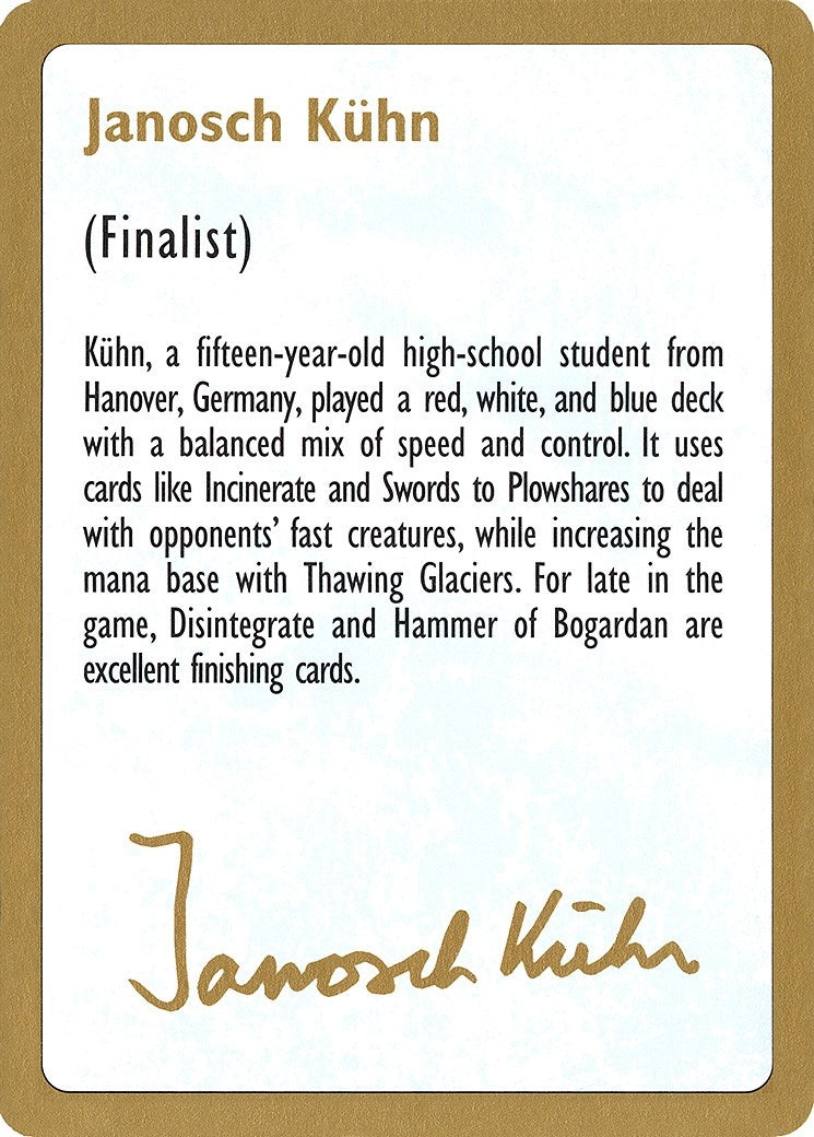 Image for 1997 Janosch Kuhn Biography Card (World Championship Decks) - Magic: The Gathering