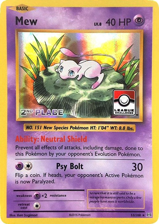 Image for Mew - 53/108 (League Challenge) [2nd Place] (League & Championship Cards) (053/108) - Pokemon