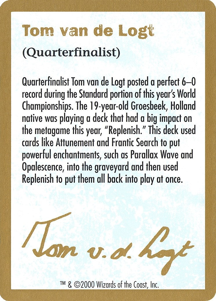 Image for 2000 Tom van de Logt Biography Card (World Championship Decks) - Magic: The Gathering