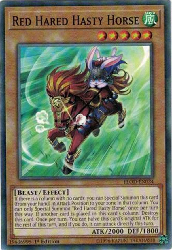 Image for Red Hared Hasty Horse (Flames of Destruction) (FLOD-EN034) - YuGiOh