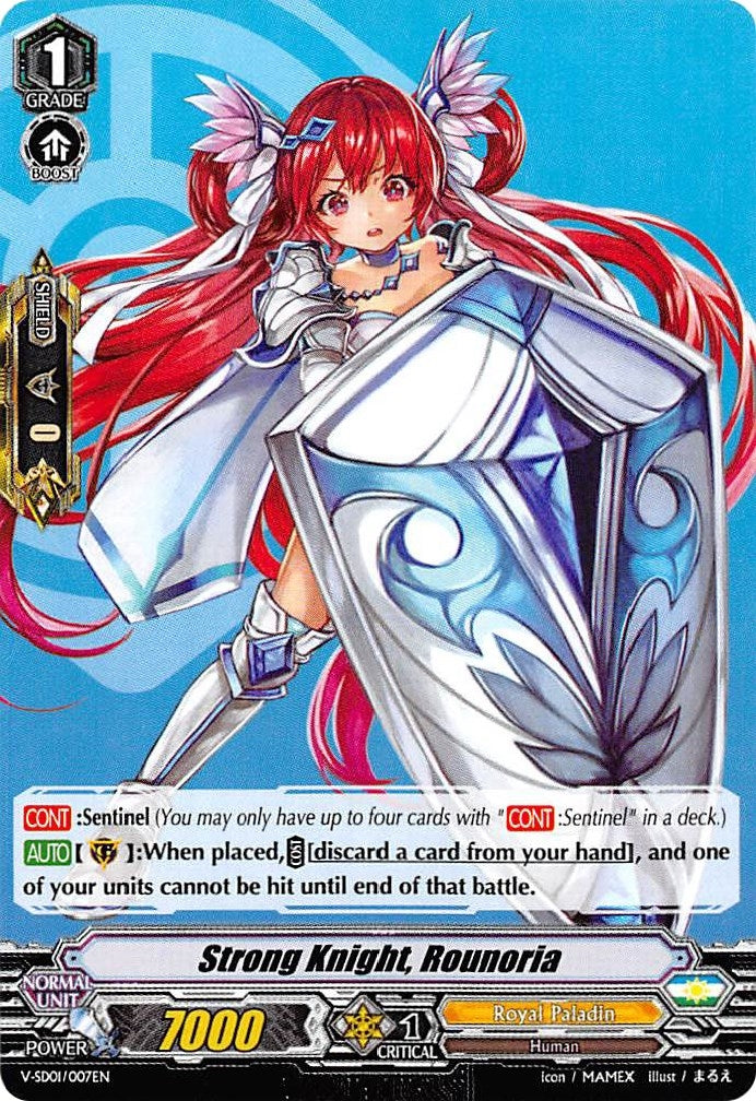 Image for Strong Knight, Rounoria (V Start Deck 01: 2018 Free Experience Deck "Royal Paladin") (V-SD01/007EN) - Cardfight Vanguard