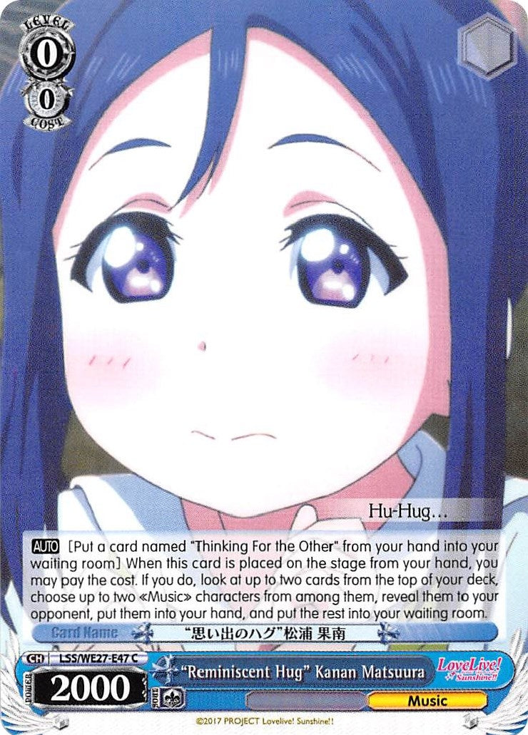 Image for "Reminiscent Hug" Kanan Matsuura (Love Live! Sunshine!! Extra Booster) (LSS/WE27-E47 C) - Weiss Schwarz
