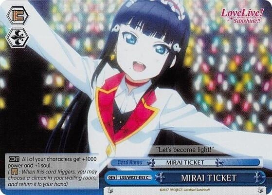 Image for MIRAI TICKET (Blue) (Parallel Foil) (Love Live! Sunshine!! Extra Booster) (LSS/WE27-E53 C) - Weiss Schwarz