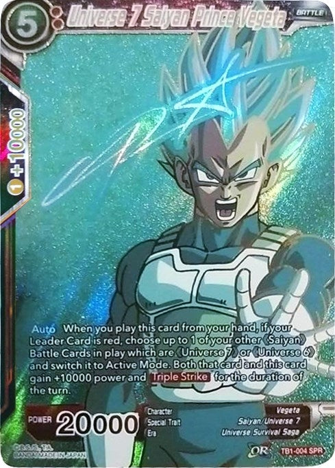 Image for Universe 7 Saiyan Prince Vegeta (SPR) (Tournament of Power) (TB1-004) - Dragon Ball Super: Masters