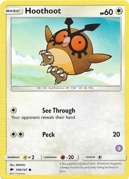 Image for Hoothoot (1) (SM Trainer Kit: Alolan Sandslash & Alolan Ninetales) (106/147) - Pokemon