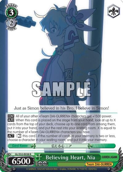 Image for Believing Heart, Nia (Gurren Lagann) (GL/S52-E038) - Weiss Schwarz