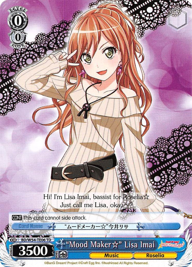 Image for "Mood Maker" Lisa Imai (BanG Dream! Girls Band Party!) (BD/W54-TE06 TD) - Weiss Schwarz