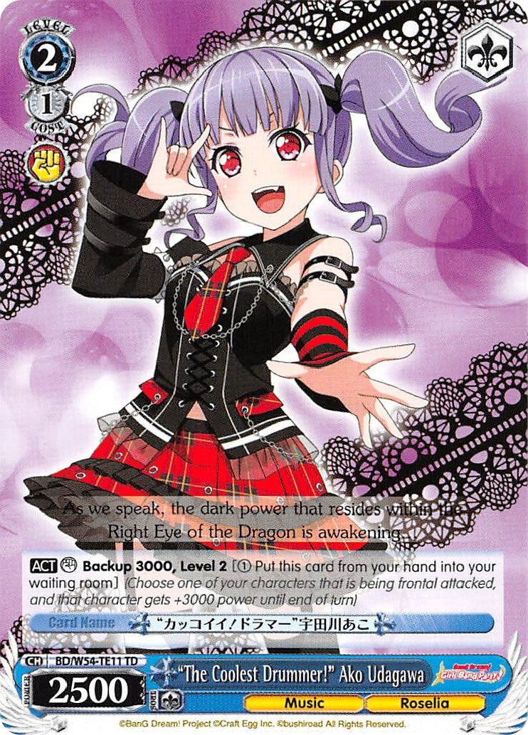 Image for "The Coolest Drummer!" Ako Udagawa (BanG Dream! Girls Band Party!) (BD/W54-TE11 TD) - Weiss Schwarz