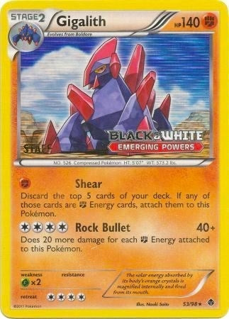 Image for Gigalith 53/98 (Prerelease) [Staff] (Black and White Promos) (53/98) - Pokemon