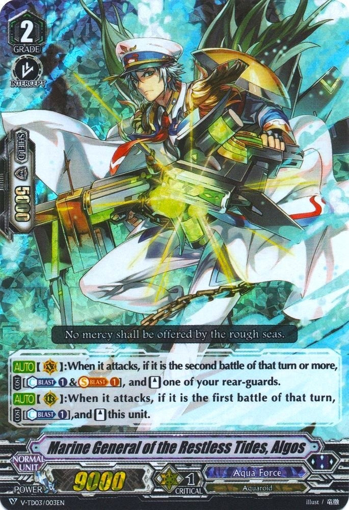 Image for Marine General of the Restless Tides, Algos (RRR Foil) (V-TD03: Leon Soryu) (V-TD03/003EN) - Cardfight Vanguard