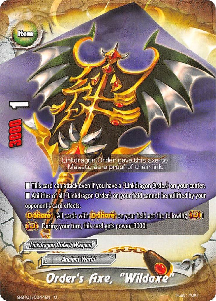Image for Order's Axe, "Wildaxe" (Gargantua Awakened) (S-BT01/0044EN) - Future Card BuddyFight