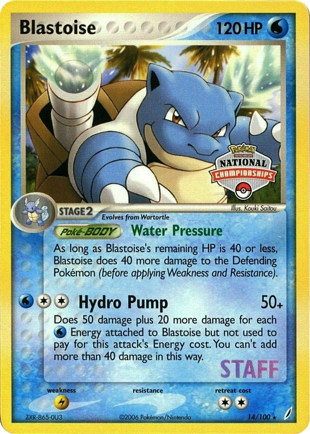 Image for Blastoise - 14/100 (National Championships) [Staff] (League & Championship Cards) (014/100) - Pokemon