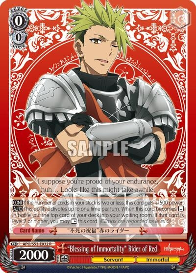 Image for "Blessing of Immortality" Rider of Red (Fate/Apocrypha) (APO/S53-E032 R) - Weiss Schwarz